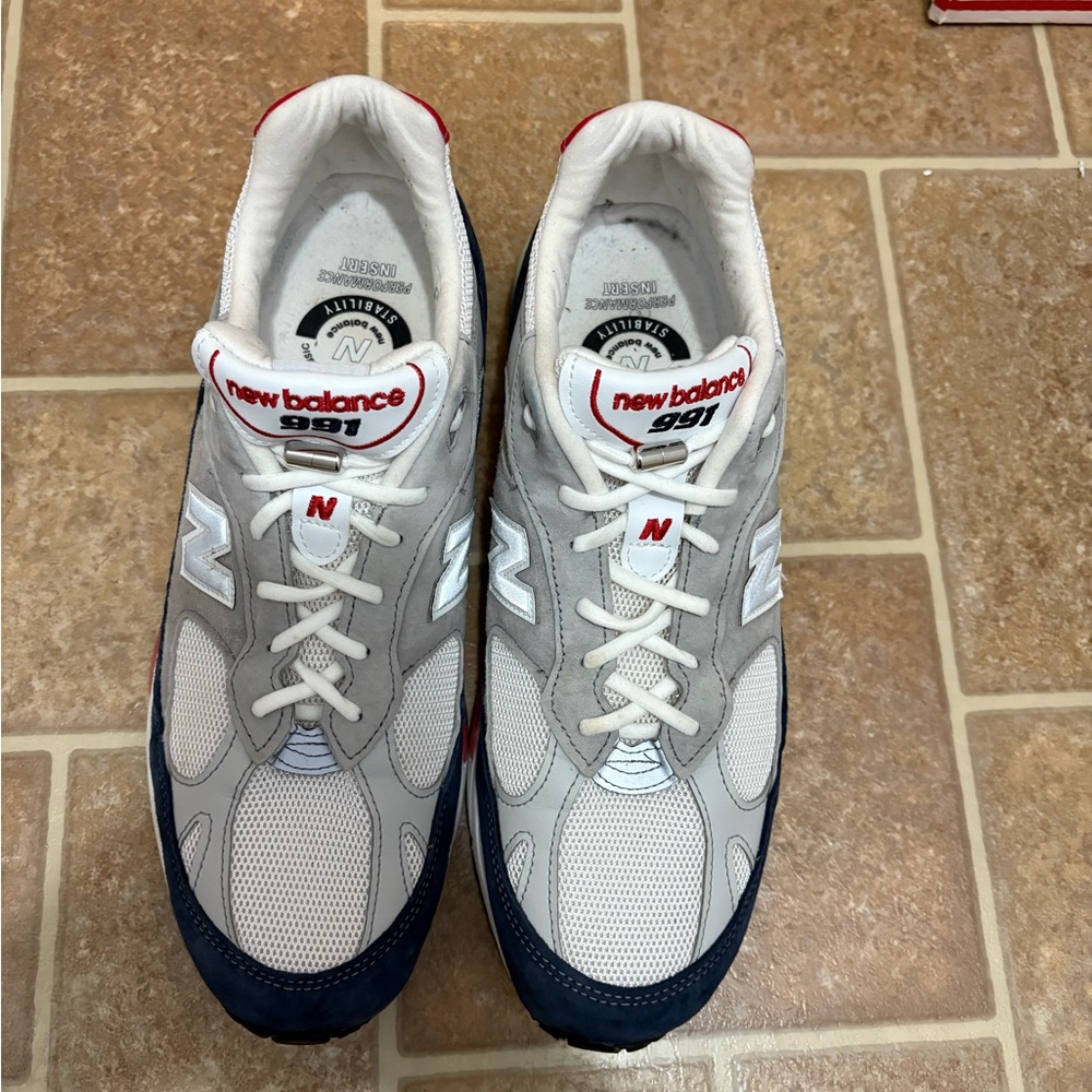 New Balance 991 Mens Sneaker Gray, Navy & Red Size 11 Made In England - Picture 3 of 8